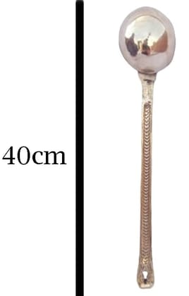 Mii Art Pure Brass Spoon Pital Cooking & Serving Kitchen Tools, Salad Spoon, Flip Spatula, Ladle, Brass Utensils(size-40cm) Pack of 1pcs.