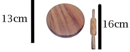 Mii Art small size for kids toys Wooden chakla belan chapati Maker Rolling pin and Board(size-polpat-13cm,belan-16cm,) Pack of 1 Set.
