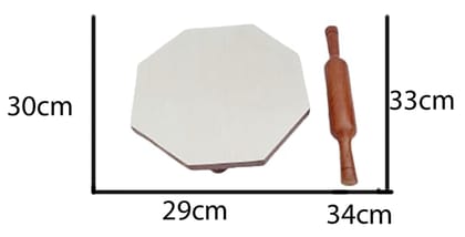Mii Art Wooden chakla belan chapati Maker Rolling pin and Board(size-polpat-30cm,belan-33cm,) Pack of 1 Set.