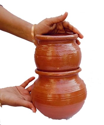 Mii Art Matka for Water Summer Water Pot Multi Purpose Flower Gamla Pot for Balcony, Home, [size-18cm 1.5 liter ,1 liter] 2pcs
