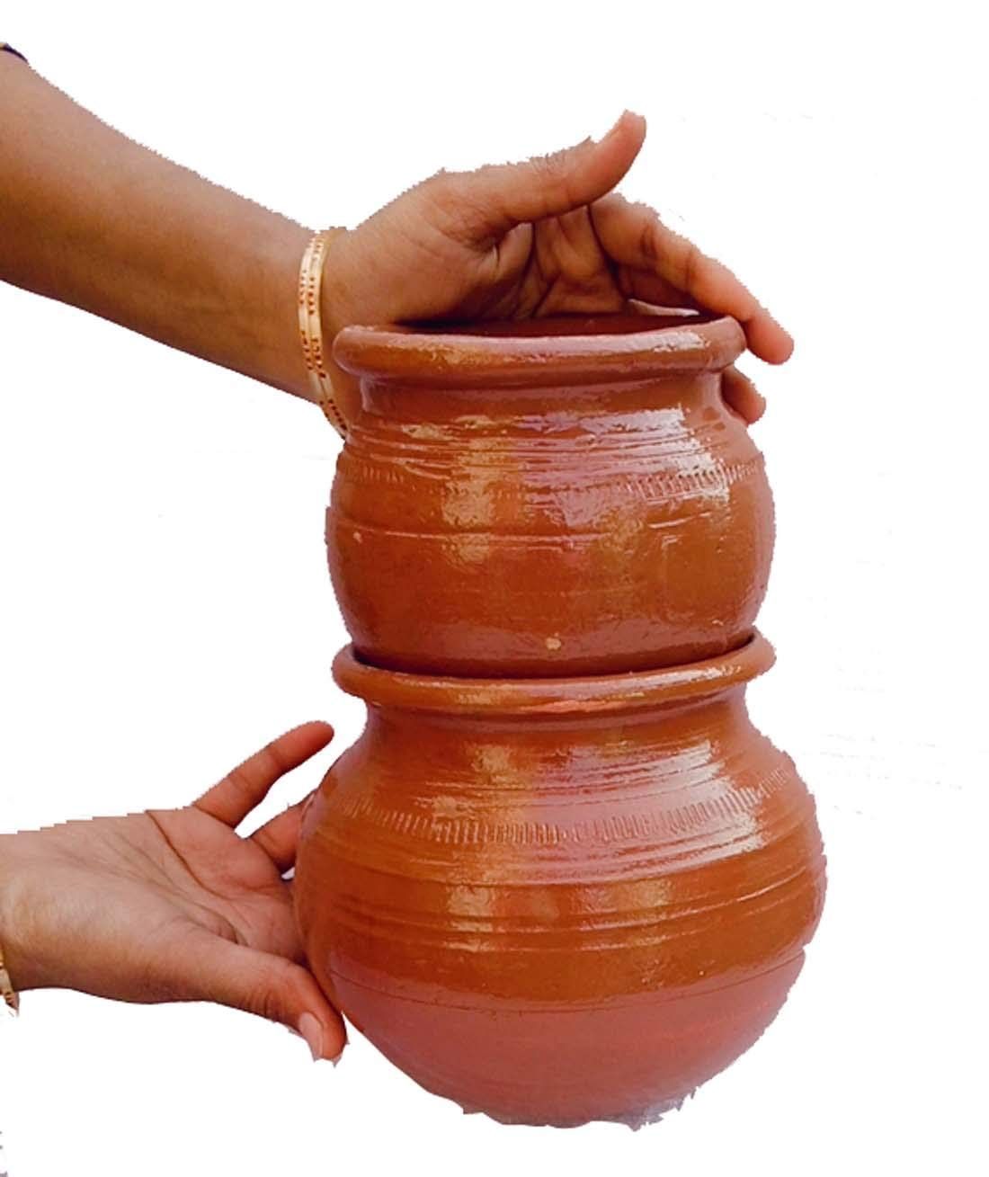 Mii Art Matka for Water Summer Water Pot Multi Purpose Flower Gamla Pot for Balcony, Home, [size-18cm 1.5 liter ,1 liter] 2pcs