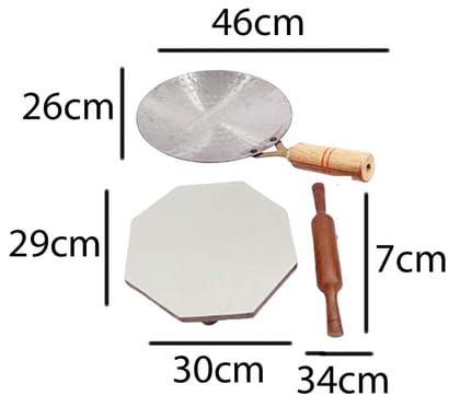 Mii Art Wooden chakla belan chapati Maker Rolling pin and Board(size-polpat-29cm,belan-7cm,) Pack of 1 Set.