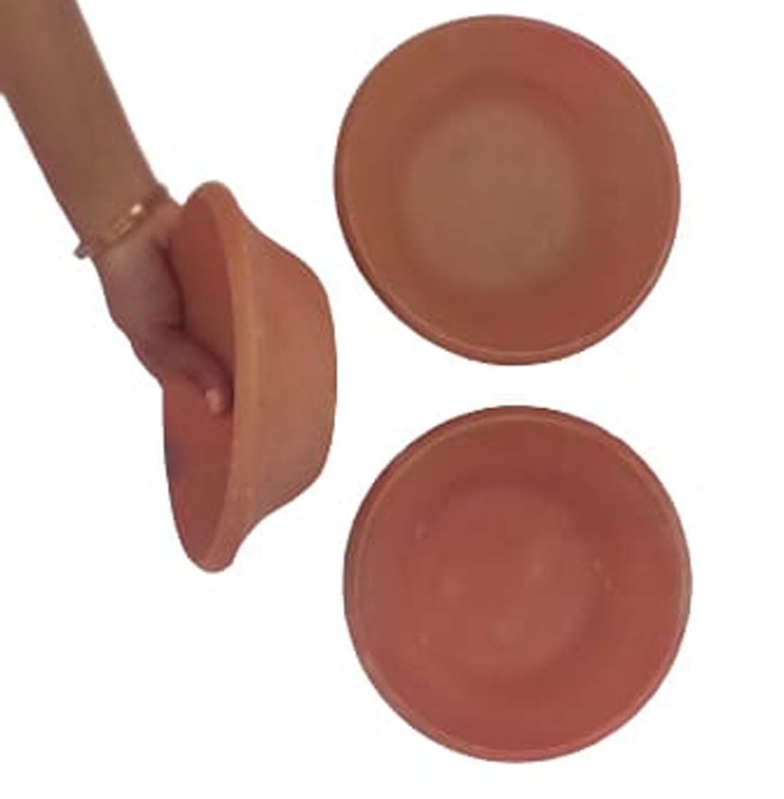 Mii Art naturar organic Bowl for Serving kheer, Curd,Soup handmade(Material-Soil)(size-21x21 cm Medium) Pack of 3 Pcs