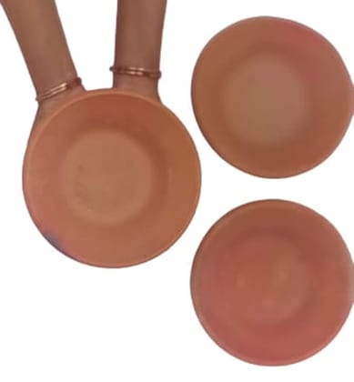 Mii Art naturar organic Bowl for Serving kheer, Curd,Soup handmade(Material-Soil)(size-21x21 cm Medium) Pack of 3 Pcs