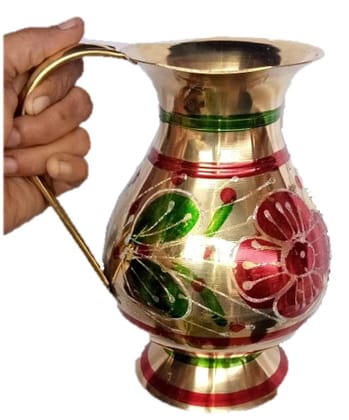 Mii Art Handmade Handicraft Items,Brass Antique Items,pital ka pani ka jug,pani ka jug,Water jug,Brass Item(Color-Golden)(Material-Brass)(size-20 cm,Large Size) Pack of 1pcs