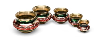 Mii Art Brass Handi for Home Decor and Gift,teble decoretion(size-13 cm) in 1 Pack 5pcs.