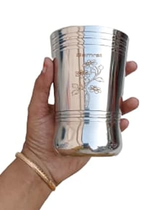 Mii Art Stainles Steel Water and Juice Glasses pack of 2pcs 350ml, Medium Size Tumbler Oval Glasses for Drinking Juice, Water, Sharbat and Cocktails, Glass Water Glass