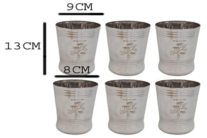 Mii Art Stainles Steel Water and Juice Glasses pack of 6 pcs, 350ml, Medium Size Tumbler Oval Glasses for Drinking Juice, Water, Sharbat and Cocktails, Glass Water Glass