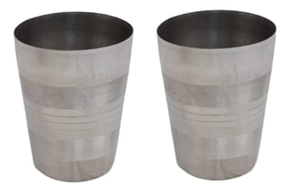 Mii Art Stainles Steel Water and Juice Glasses pack of 2, 350ml, Medium Size Tumbler Oval Glasses for Drinking Juice, Water, Sharbat and Cocktails, Glass Water Glass