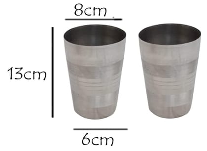 Mii Art Stainles Steel Water and Juice Glasses pack of 2, 350ml, Medium Size Tumbler Oval Glasses for Drinking Juice, Water, Sharbat and Cocktails, Glass Water Glass