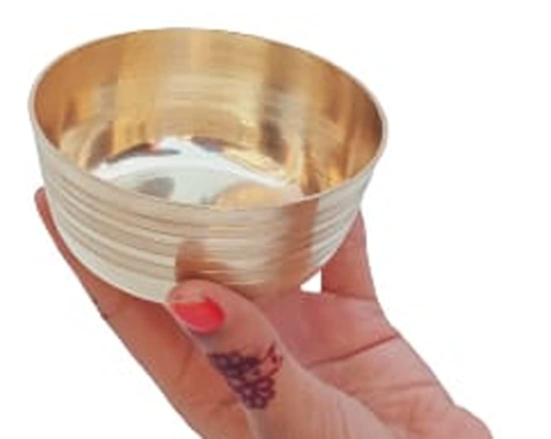 Mii Art pure Brass Bowl for pooja(Color-Golden)(Material-Brass)(Size-10 Cm Small Bowl) Pack of 1Pcs