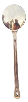 Mii Art Pure Brass Spoon Pital Cooking & Serving Kitchen Tools, Salad Spoon, Flip Spatula, Ladle, Brass Utensils(size-42cm) Pack of 1pcs.