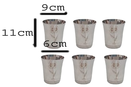 Mii Art Stainles Steel Water and Juice Glasses Set of 6, 350ml, Medium Size Tumbler Oval Glasses for Drinking Juice, Water, Sharbat and Cocktails, Glass Water Glass