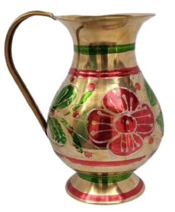 Mii Art Handmade Handicraft Items,Brass Antique Items,pital ka pani ka jug,pani ka jug,Water jug,Brass Item(Color-Golden)(Material-Brass)(size-20 cm,Large Size) Pack of 1pcs