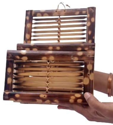 Mii Art Bamboo Item,Bamboo Wall Hanging Magazine Rack for brochure Pamphlet Holder Stand for Living Room Office File Organizer,Handicraft Item (Material-Bamboo)Pack of 1 pcs.