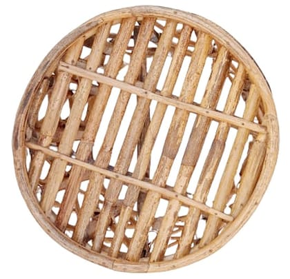 Mii Art Bamboo Cane Antique Handicraft Backless Stool Chair/Side Table for Adult,Home Office Living Room,Balcony,Garden Furniture Round Shape(Material-Bamboo) Pack of 1 pcs.