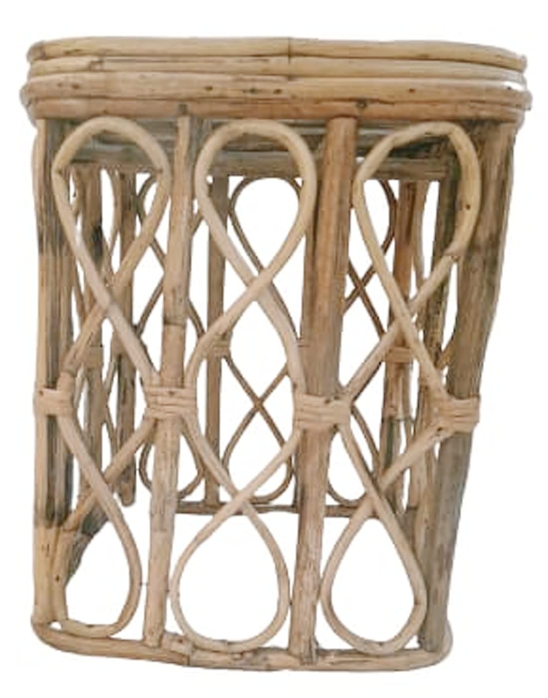 Mii Art Bamboo Cane Antique Handicraft Backless Stool Chair/Side Table for Adult,Home Office Living Room,Balcony,Garden Furniture Round Shape(Material-Bamboo) Pack of 1 pcs.