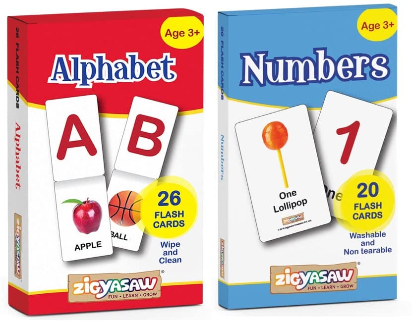 ZiGYASAW Colorful Flash Cards Combo for Kids Complete Early Learning | English ABC Alphabets & 123 Numbers Cards Combo for Age 4-7 Year Old | Pack of 2
