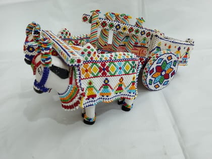 Handicraft Beaded Ox-Cart Showpiece for Home Decor Handicraft Beaded Ox-Cart Showpiece for Home Decor