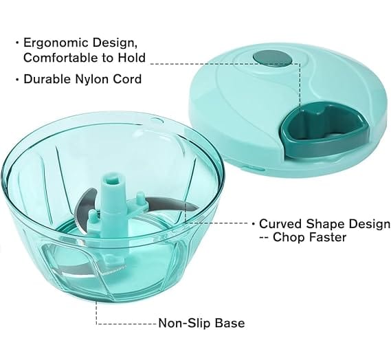 "All-in-One Food Chopper, Dicer, and Slicer with 3 Interchangeable Blades for Effortless Food Preparation"