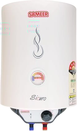 Sameer 15 L Storage Water Geyser (Sicuro Glassline, White)