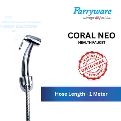 Parryware Coral Neo Health Faucet with Hose for Bathroom Fittings | for Effortless & Effective Cleaning | Original Bidet Spray from Parryware | E8353A1 |Handheld Bidet Sprayer for Bathroom, Chrome Plated Brass, Single Function, Easy to Install