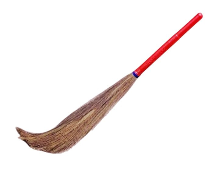 JAHNAVI BROOM STICKS -"Red Plastic Broom with Long Handle for Home and Office Cleaning"