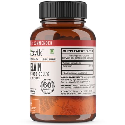 Vaastavik Bromelain Supplement 3000 GDU/g Vegan Capsule 500mg