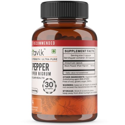 Vaastavik Black Pepper Capsules Extract Dietary Supplements 500mg