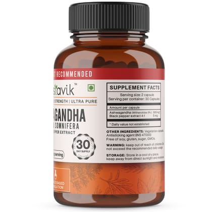 Vaastavik Ashwagandha Capsules 500 mg Withanolides 5 %