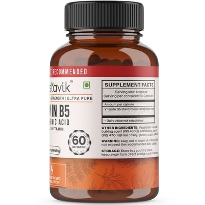 Vaastavik Vitamin B5 Pantothenic Acid 5000 mcg 60 Capsules