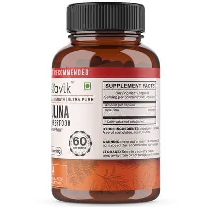 Vaastavik Spirulina 120 Veg Capsules Supplement