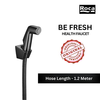 Roca Be Fresh Health Faucet with Hose & Hook | Single Lever Wall Mounted Bidet Faucet for Bathroom | Titanium Black | RT5B9130CN0