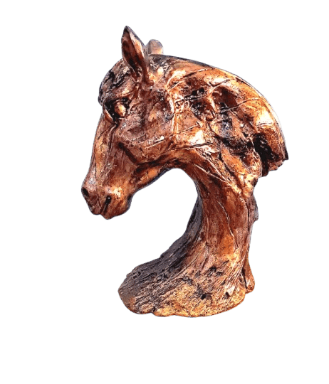 Golden Horse Head Statue Horse Head Home Decor Horse Head Art Minimalist home decor Boho decor