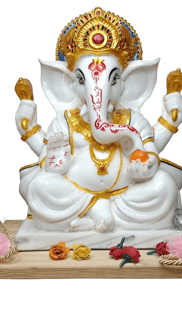 White Marble Hindu God Ganesha Statue