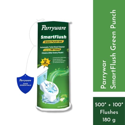 Parryware SmartFlush Green Punch 500* Automatic Toilet Bowl Cleaner (180 grams) | Green Apple and Mint Fragrance | Strong Disinfectant Action