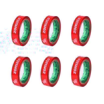 ELATAPES Zomato food packaging tape | Very strong adhesive tape | Suitable for e-commerce | Packaging material for small food business | (24mm/1inch X 65meter) (Pack of 12)