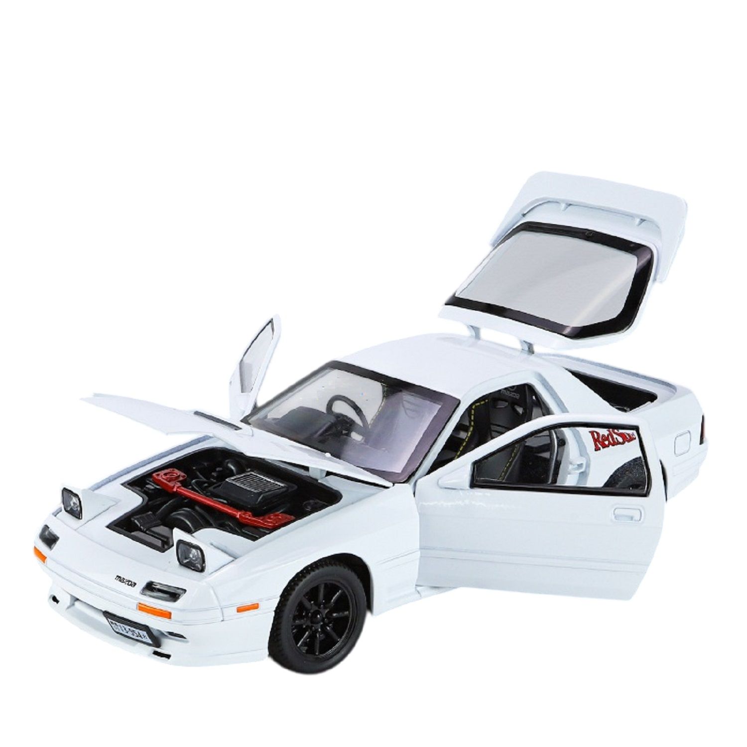 KTRS ENTERPRISE 1:24 Alloy Metal Pull Back Die-cast Car Model Pull Back car Super Openable Doors Sound and Light Doors & Light Music Boys Toys for Kids (Mazda RX7)