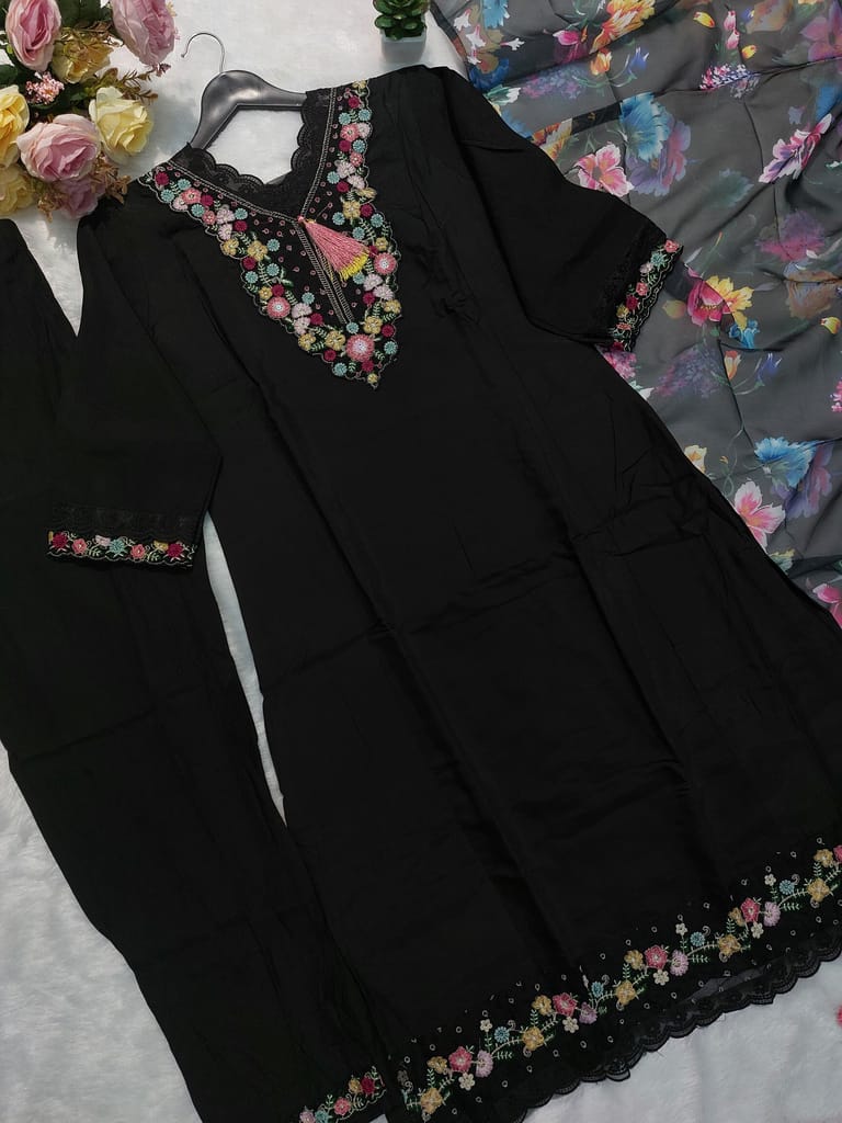 Black Ready to wear indian salwar kameez Dupatta for women anarkali designer pakistani dresses Festival 3 piece