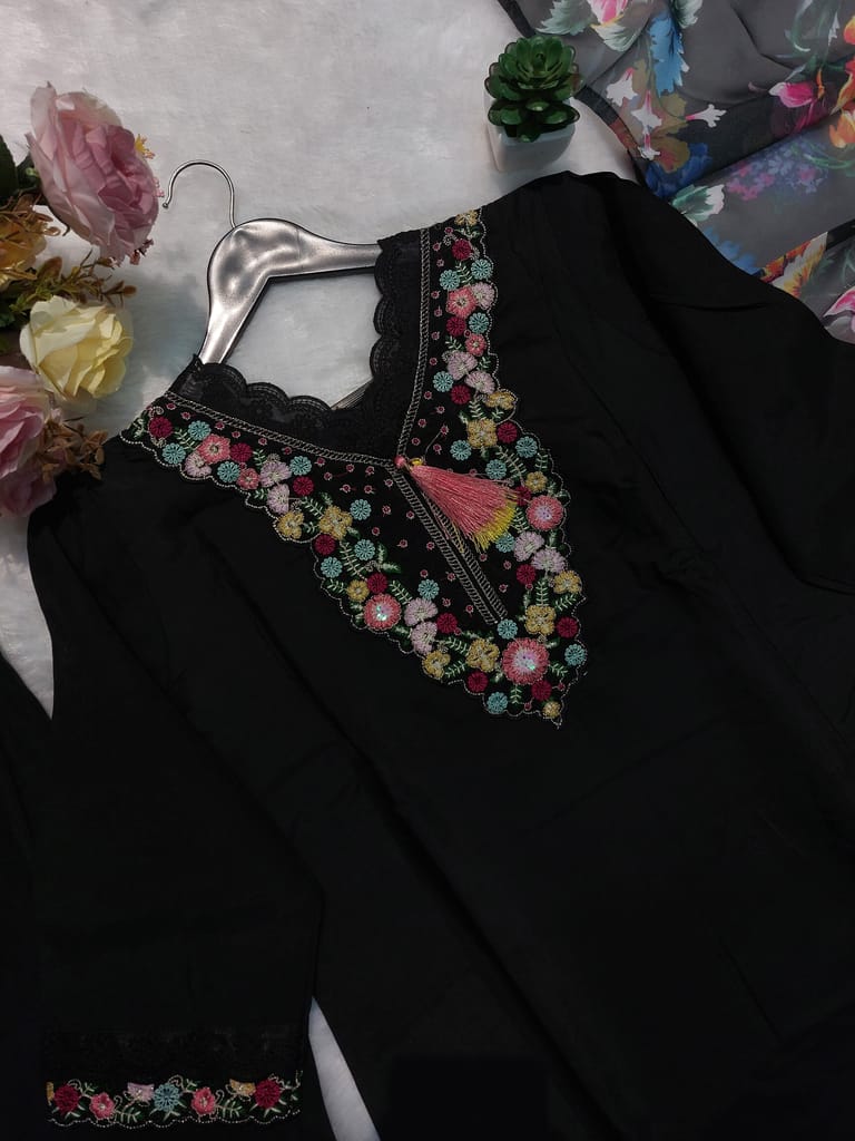 Black Ready to wear indian salwar kameez Dupatta for women anarkali designer pakistani dresses Festival 3 piece