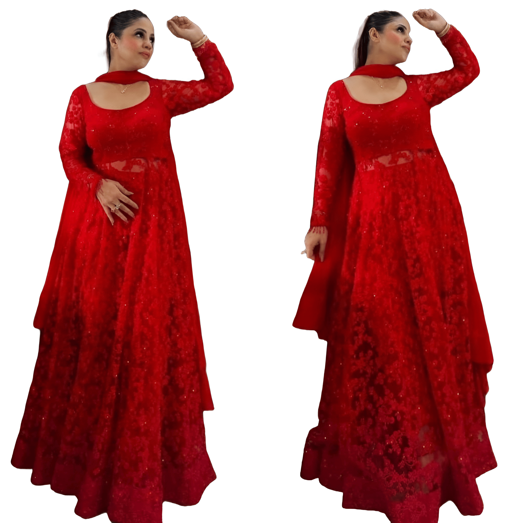 Red Ready to wear indian salwar kameez Dupatta for women anarkali designer pakistani dresses Festival 3 piece