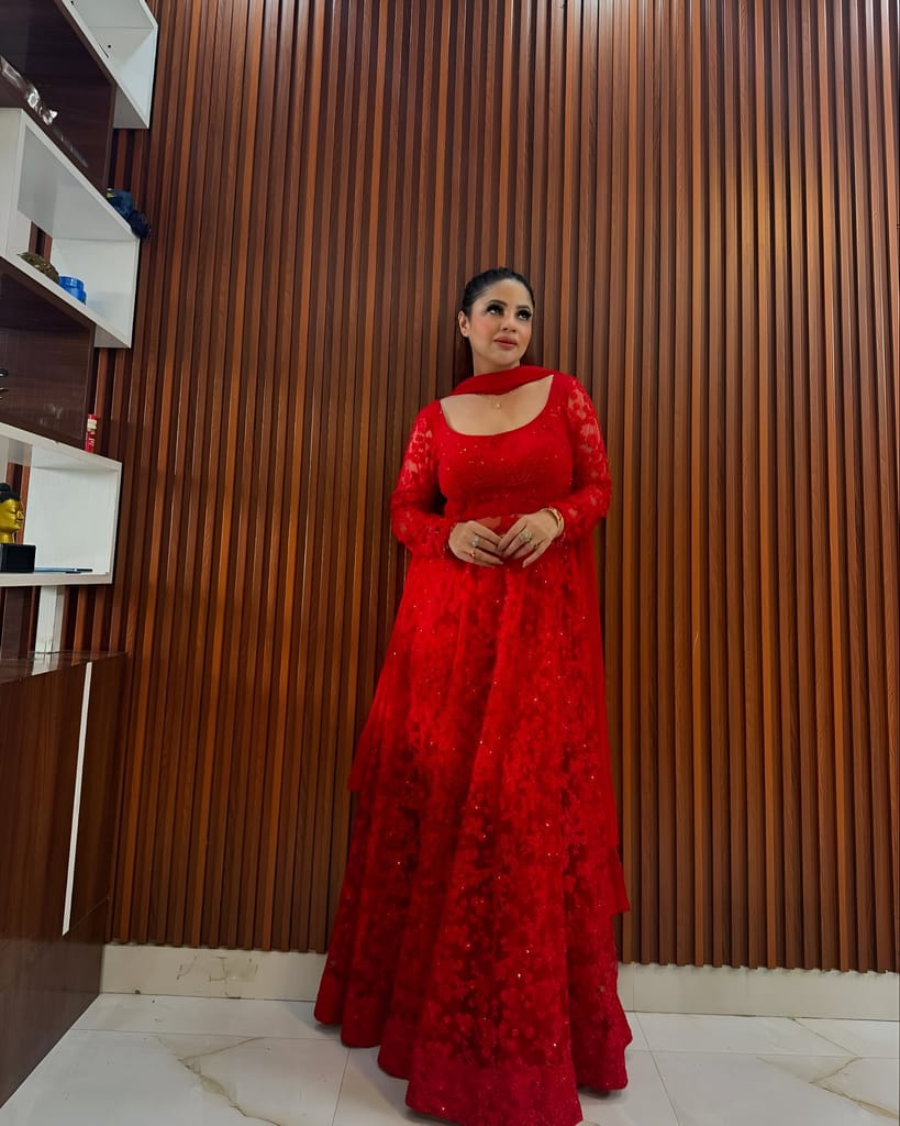 Red Ready to wear indian salwar kameez Dupatta for women anarkali designer pakistani dresses Festival 3 piece