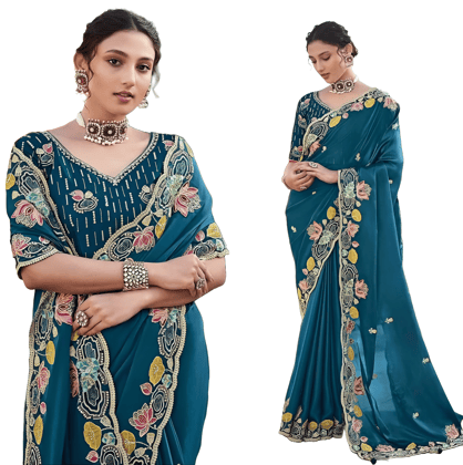 Readymade Designer Partywear sarees with stitched blouse New Ready To Wear Saree
