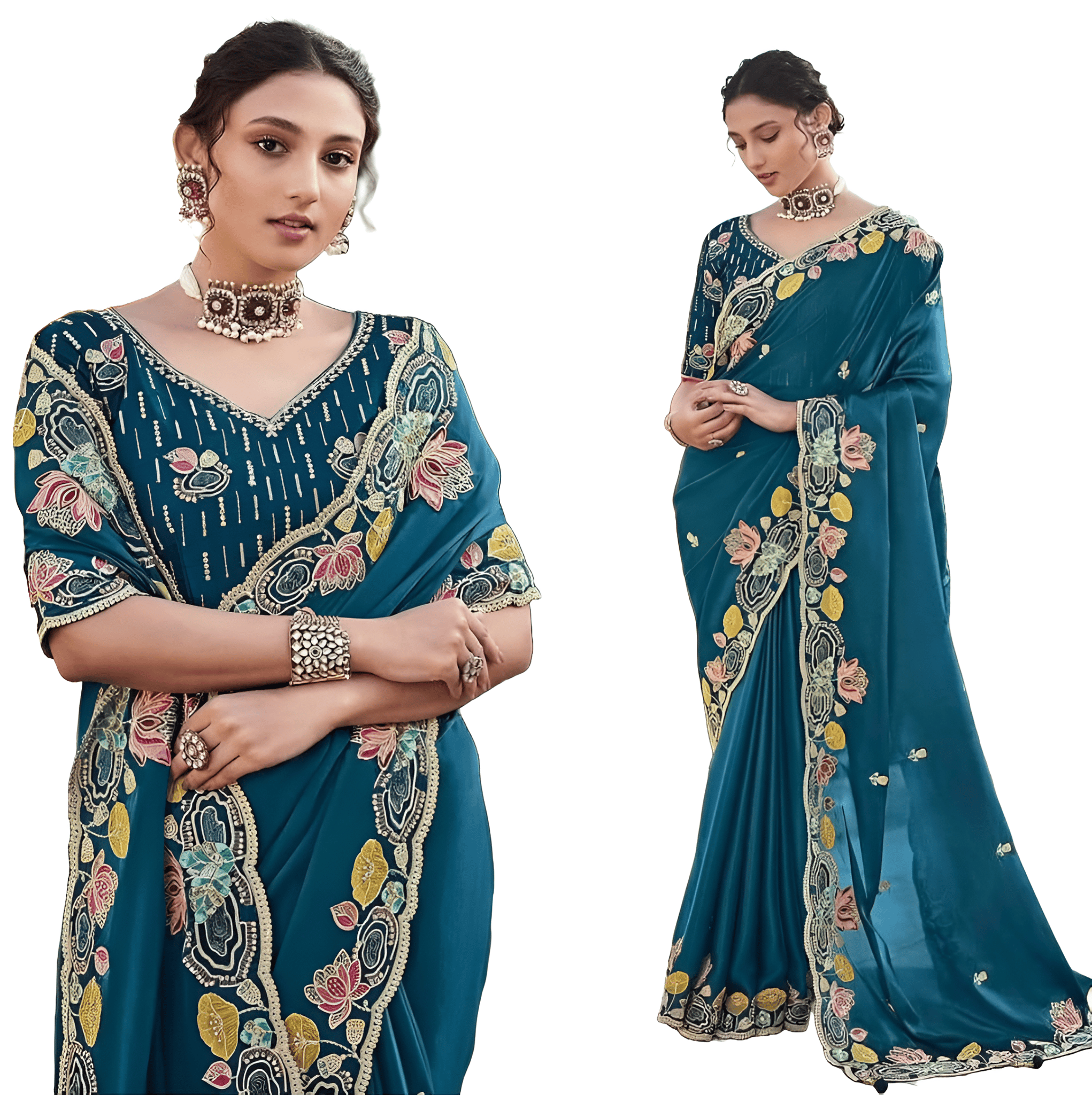 Readymade Designer Partywear sarees with stitched blouse New Ready To Wear Saree