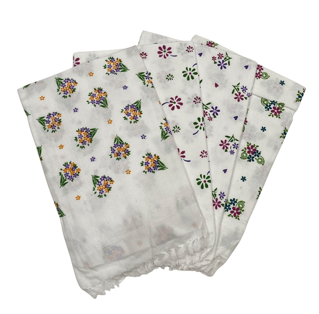 White Floral Cotton Towel