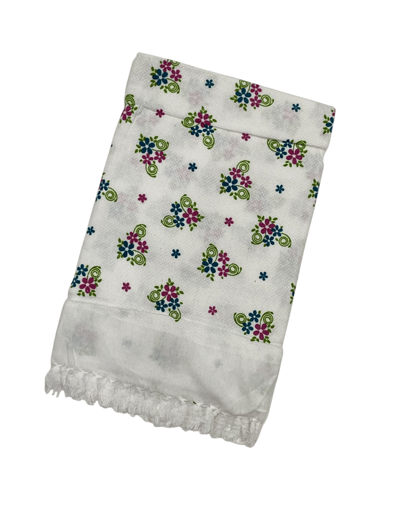 White Floral Cotton Towel