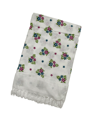 White Floral Cotton Towel