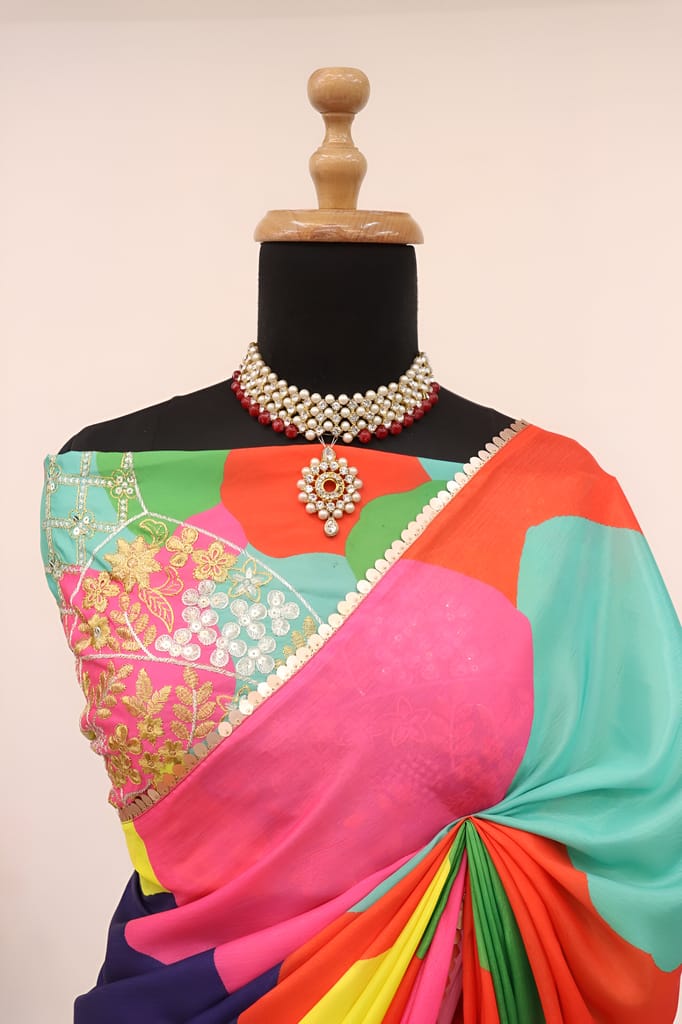 Readymade Designer Partywear sarees with stitched blouse New Ready To Wear Saree