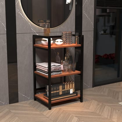  3-Tier Industrial Style Bookshelf, Modern Wood and Metal Etagere Bookcase, Display Shelf for Living Room, Bedroom, Office