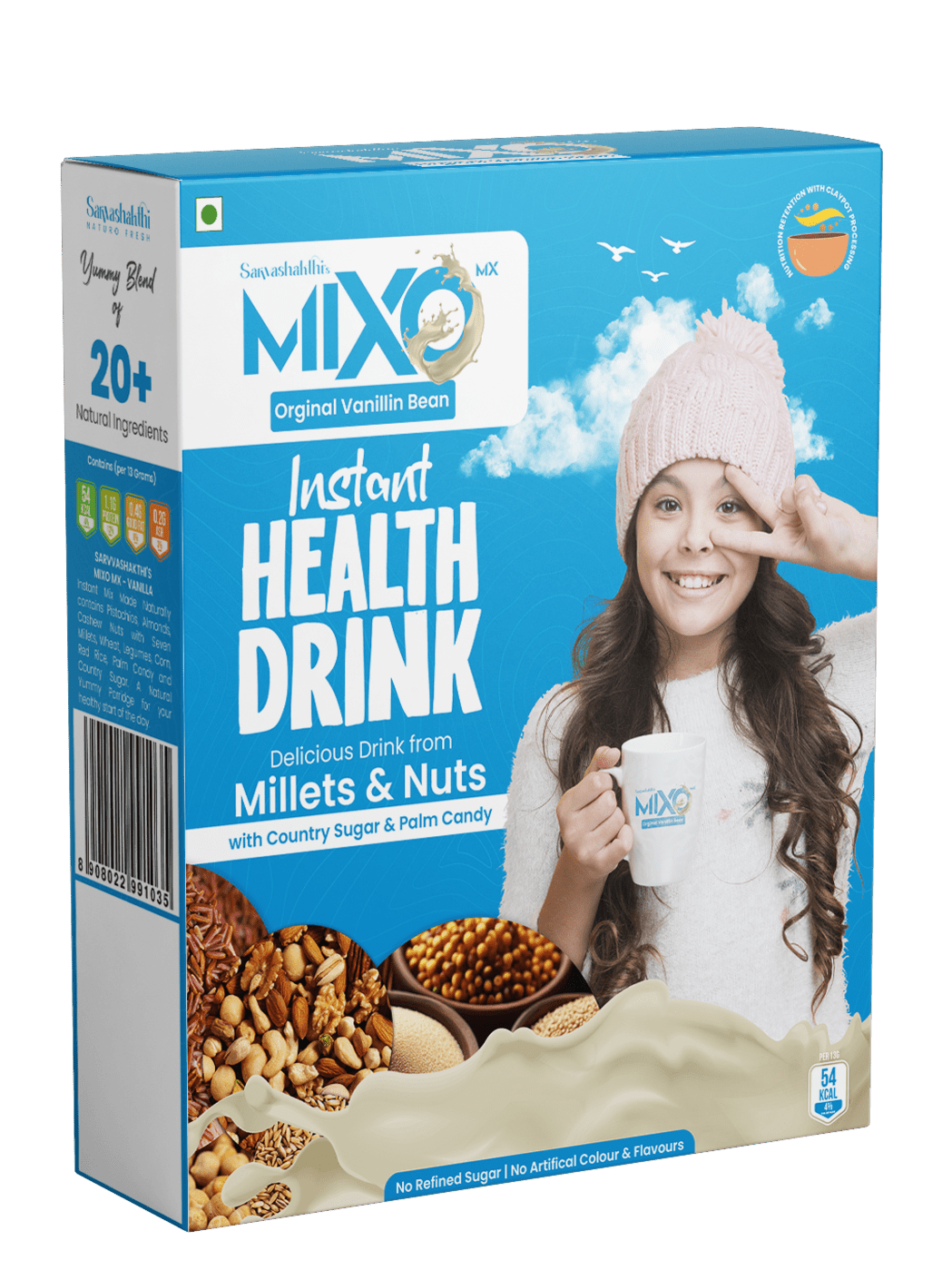Mixo Mx Millet Drink Original Vanilla 150g Millets, Nuts, Cereals - Clay Pot Processed - No Refined Sugar - No Artificial Flavor & Colors